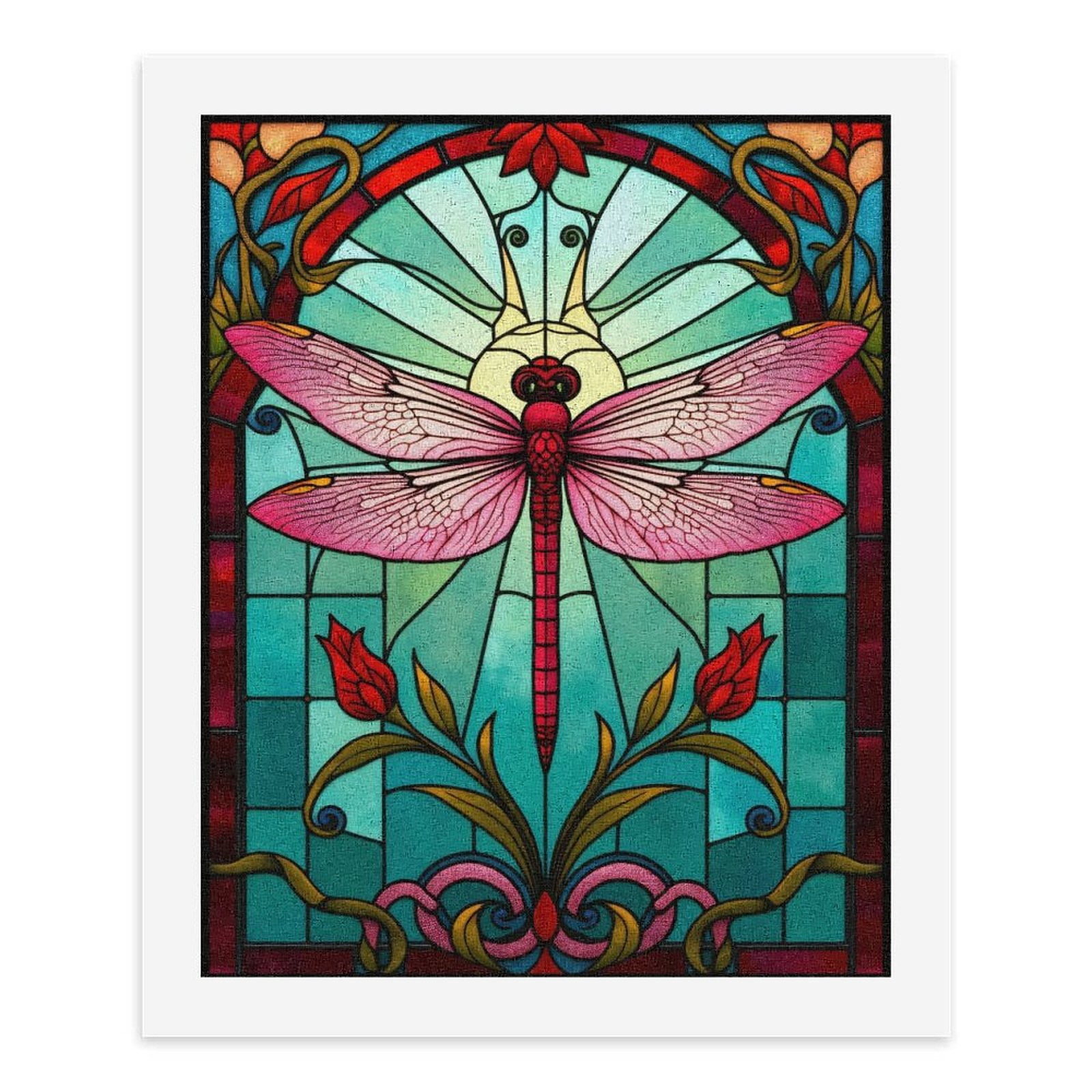 Paint By Numbers Kit for Adults Beginner - DIY Dragonfly Stained Glass Art Deco Canvas Painting Kits for Adults, Frameless Paint By Number for Adults for Home Wall Decor 16x20 Inch