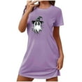 thumbnail image 3 of Mgmyaa Women's Plus Size T-Shirt Dress Short Sleeve Crew Neck Nightgowns Mini Nightdress Chest Print Halloween Dress Halloween Costumes, 3 of 3