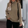 thumbnail image 2 of IROINNID Reduced Womens Sweater Turtleneck Pullover Sweater Solid Color Casual Mid-Length Long Sleeve Button Knitting Sweatshirt Tops Blouse Shirt Sweater, 2 of 7