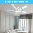 thumbnail image 4 of DELight 52" Ceiling Fan with Light,Remote Control, 3 Color Temperature 6 Speeds DC Reversible,Timing, Dimmable for Indoor Bedroom Living Room White, 4 of 11