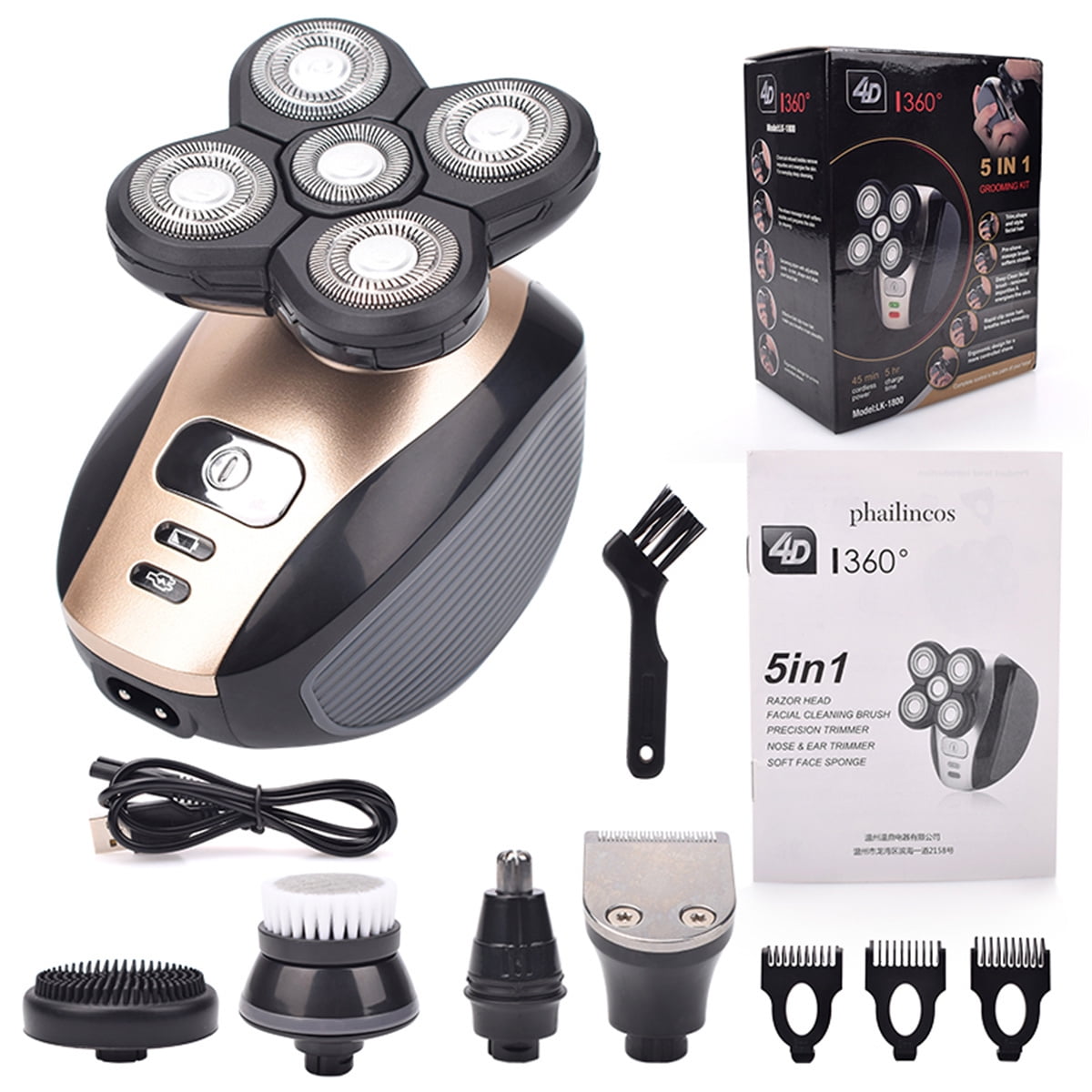 Rasoirs Électriques 7D pour Hommes Rasoir pour Tête Chauve Kit de Rasoir  Électrique 5 en 1 Tondeuse à Cheveux Sans Fil - Walmart.ca