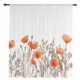 thumbnail image 2 of Orange Spring Floral Semi Sheer Curtains Drapes for Living Room, Bedroom, French Doors Window 108 Inches Long, Watercolor Summer Botanical Rod Pocket Chiffon Curtain Drapery Voile Draperies Panel, 2 of 6