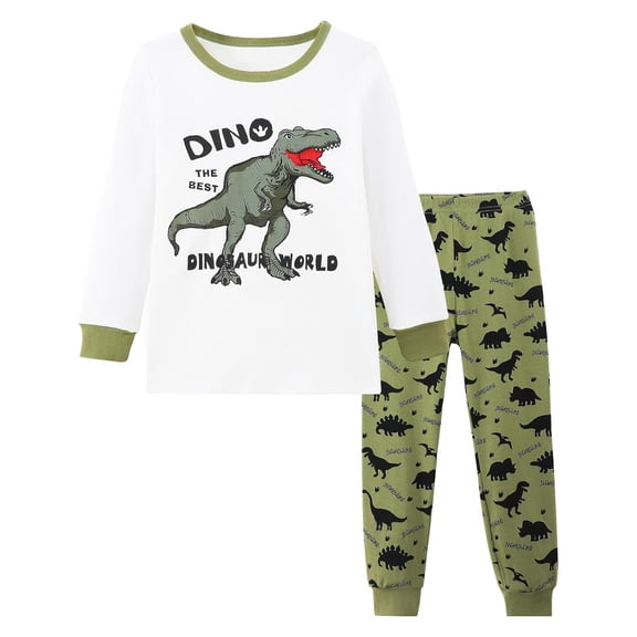 ANINEO Boys Girls Shirts Pants Cartoon Pattern Kids O-Neck 2 Piece Pj's Long Sleeve Sleep Tops Pants Clothes Set Outfits Lovely Child Clothes Sets