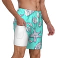 thumbnail image 2 of Kdxio Seashell And Starfish Print Men'S Swim Trunks With Compression Liner 7 Inch Inseam Quick Dry Swim Shorts, 2 of 7