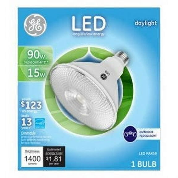 GE LED Flood Light Bulb, Daylight, Clear, 1400 Lumens, 15-Watts 1 Pack