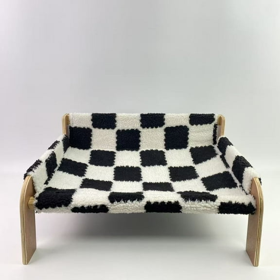 PecoPela Pet furniture,Elevated Cat Couch Bed for Indoor Cats - Wooden Pet Sofa with Removable Washable Thick Cover Raised Kitty Lounge Chair Suitable - 19.7"L x 16.5"W x 11"Th