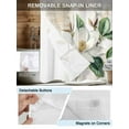 thumbnail image 3 of No Hook Cloth Fabric Shower Curtain with Snap in Liner, Flowers Leaves Waterproof Shower Curtains Set with See Through Top Window, Farmhouse White Botanical Magnolia Retro Bath Curtains 48"x72", 3 of 6