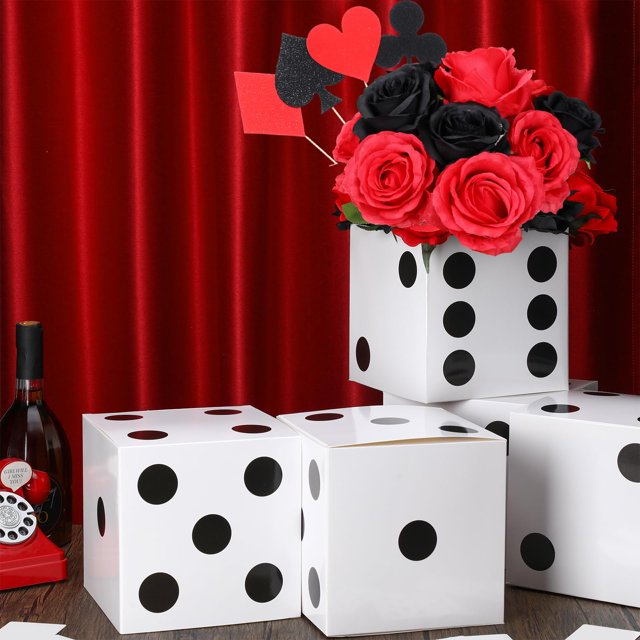Favor Boxes Sinmoe Dice para fiesta temática de casino, 18 x 18 x 18 cm, 6 unidades