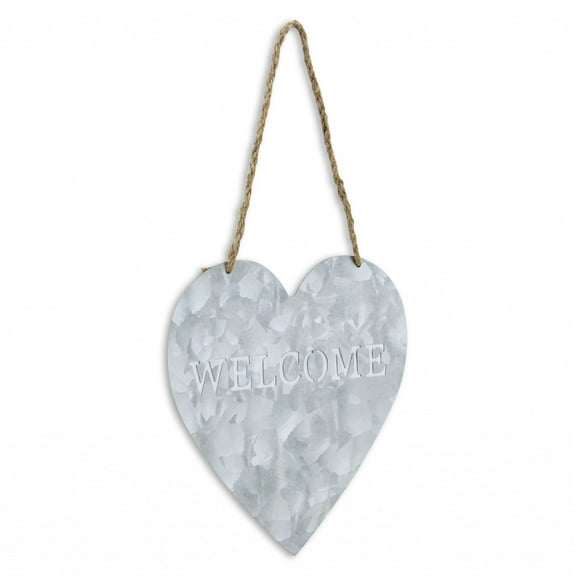 Welcome Gray Galvanized Metal Wall Art