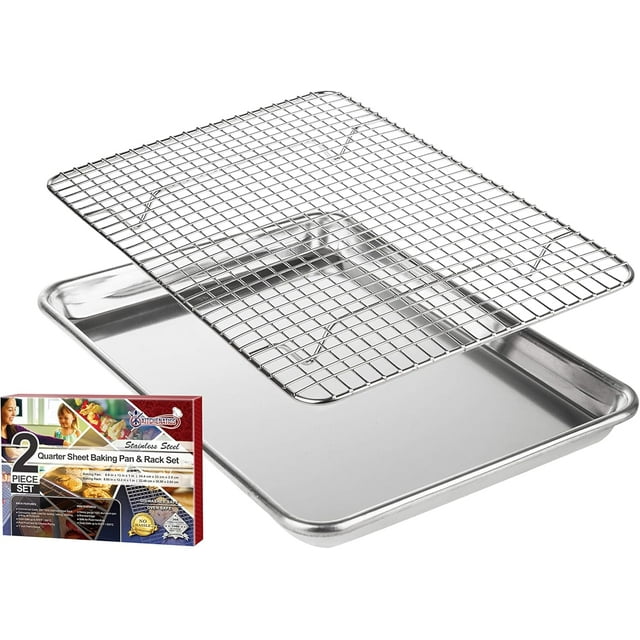 Premium Toaster Oven Pan Nonstick Set of / Sheet Pan for Baking Small Cookie Sheet Tray Durable Small Baking Trays for Oven Aluminum Baking Sheet Toaster Oven Tray x in
