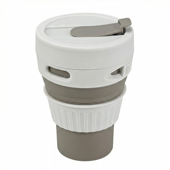 WellDeco 11.84 fl oz Silicone Collapsible Coffee Cup with Spill Resistant Lid, BPA Free Foldable Travel Mug for Camping Commute Hiking