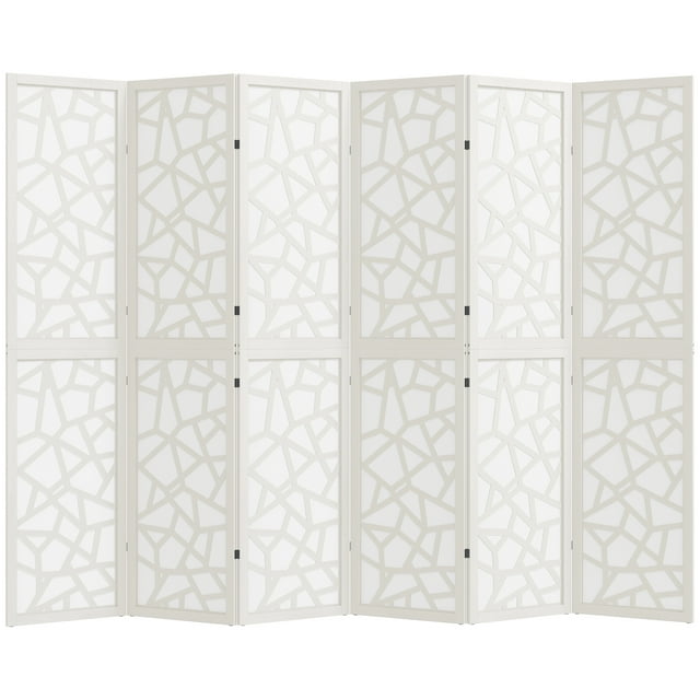 HOMCOM 6 Panel Room Divider, 5.6 FT Lightweight Privacy Screen, White