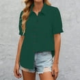 thumbnail image 4 of Tqcoqu Shirts for Women Puff Sleeve Button Down Summer Casual Fit Blouses Collared Work Tops,Army Green,Women's S-XXL, 4 of 8