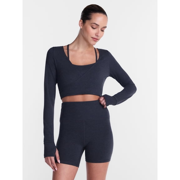 Athletic Works Women's ButterCore Wrap Top with Built In Bra, Sizes XS-XXXL