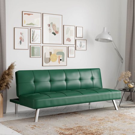 Serta Chelsea Modern Futon, Green Faux Leather