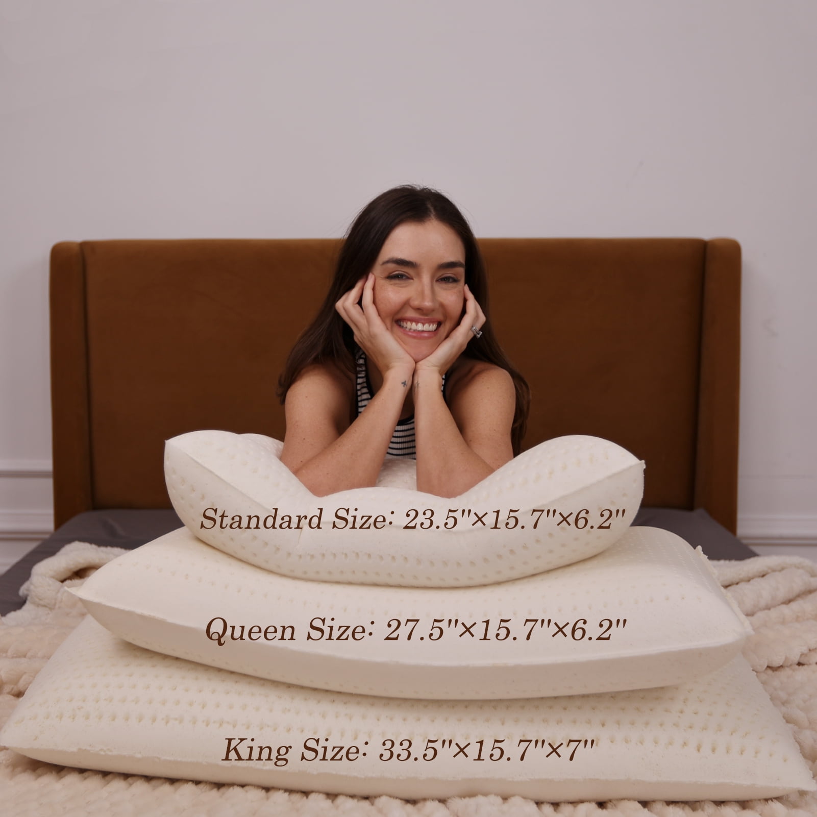 SerenLuna 100% Natural Talalay Premium Latex Pillow, Removable Cotton Cover Bed Pillows for Sleeping