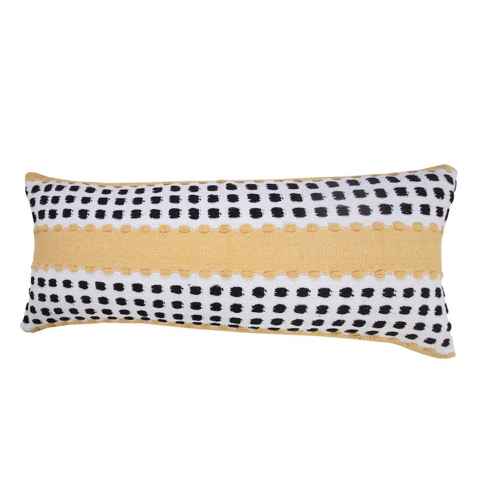LR Home Metropolitan Woven Dash Grid Striped Lumbar Throw Pillow