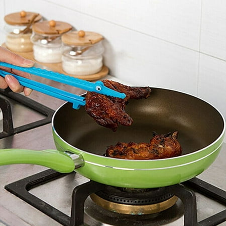 Newly Plastic Cooking Kitchen Tongs Food BBQ Salad Bacon Steak Bread