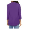 thumbnail image 7 of Basic T Shirts for Women Summer Temperament Chiffon Women's Loose V-neck Three-quarter Sleeve Solid Color Shirt Top, 7 of 7