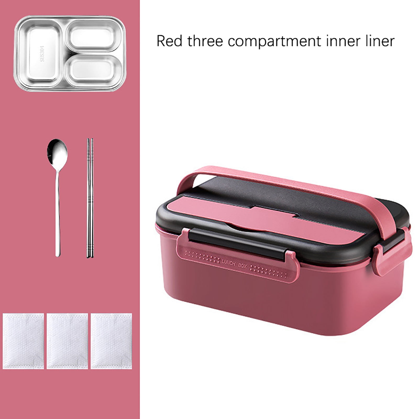 Wovilon Stainless Steel Self-Heating Bento Box with Spoon And Chopsticks, Portable Insulation Box Lunch Box, Lunch Box, Outdoor Self-Heating Lunch Box