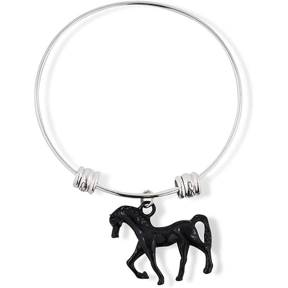 Black Horse Fancy Charm Bangle