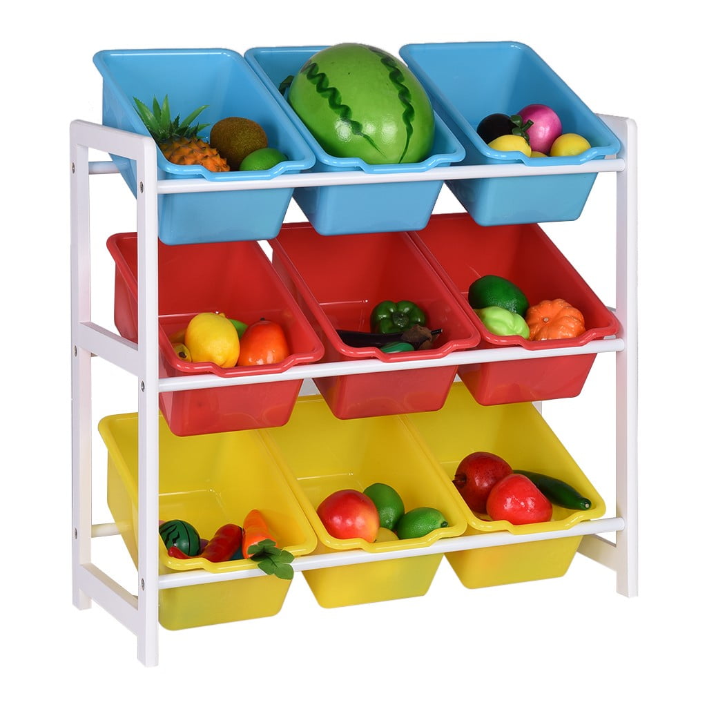snorda Solid Wood Toy Rack Kids' Toy Storage Organizer Children Finishing Storage Rack - Walmart