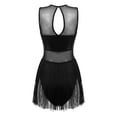 thumbnail image 5 of DPOIS Women Mesh Patchwork Sequins Fringe Bodysuit Jazz Leotard Costume Black L, 5 of 7