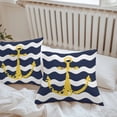 thumbnail image 6 of Throw Pillow Covers 18x18 Inch Set of 2, Navy Ripple Waterproof Outdoor Pillow Covers, Yellow Anchor Navy White Waves Aesthetics Decorative Cushion Pillowcases for Couch, Sofa, Bed, Garden, Patio, 6 of 9