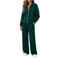 thumbnail image 5 of Bovxnpu Womens 2 Piece Outfits Tracksuit Sets Zip Collared Wide Leg Pants Pocket Set Matching Outfits, 5 of 9