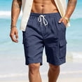 thumbnail image 2 of Nestiefly Mens Linen Cargo Shorts Casual Drawstring Shorts Relaxed Fit Summer Beach for Men 2026 Navy M, 2 of 7