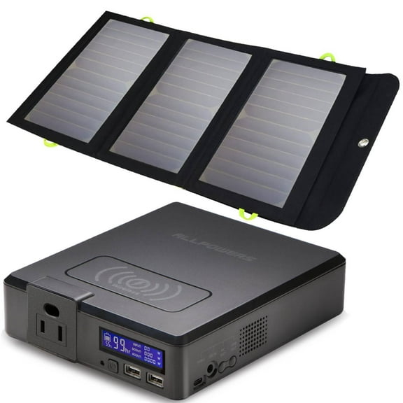 ALLPOWERS 200W Portable Power Station with 21W Foldable Solar Panel, Portable Power Bank Backup Battery for Camping Hiking Emergency