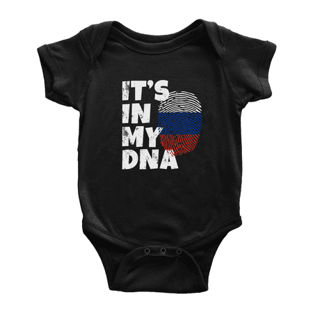 

It s In My DNA Russian Flag Country Pride Baby Rompers Baby Bodysuit (Black 12-18 Months)