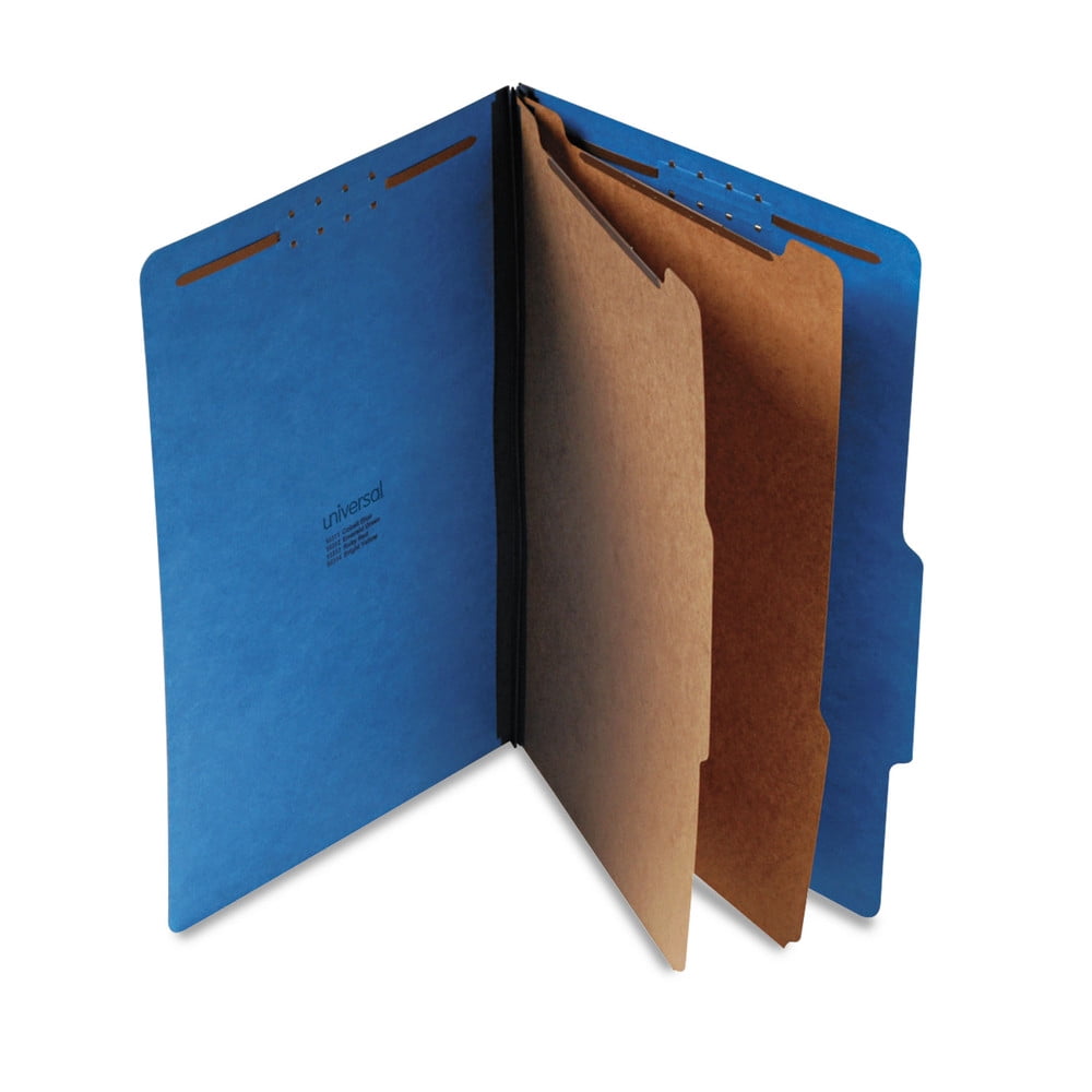 Bright Colored Pressboard Classification Folders, 2 Dividers, Legal Size, Cobalt Blue, 10/box