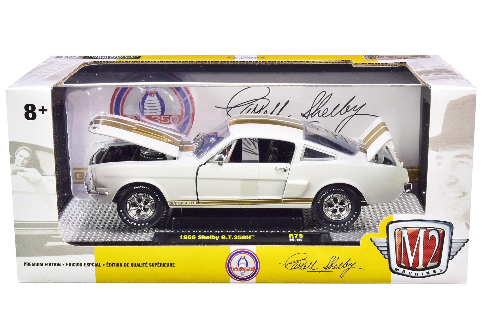 1966 Ford Mustang Shelby GT350H Wimbledon White with Gold Stripes 