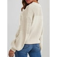 thumbnail image 2 of Women'S Casual Long Sleeve Sweaters Loose Crewneck Knit Solid Pullover Sweater Jumper Tops White XL, 2 of 5