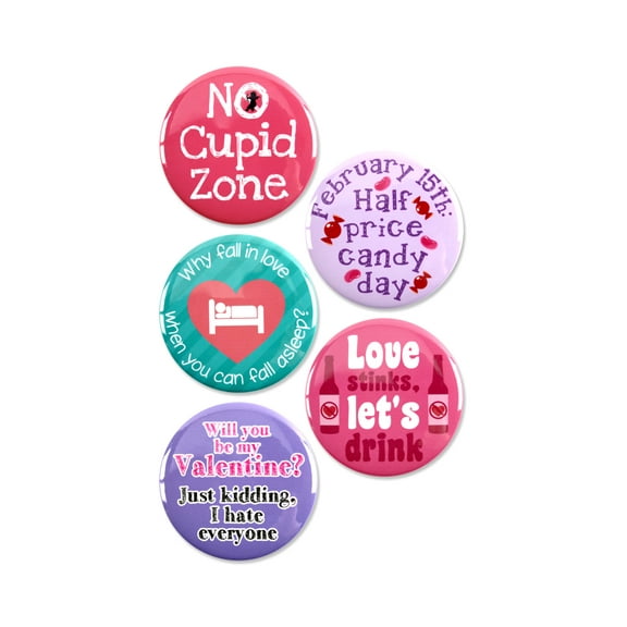 5 Pack - Anti-Valentine's Day Bad Cupid - Pinback Button - 2.25 Inch Round