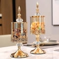 thumbnail image 4 of Tarro de Almacenamiento de Cristal Europeo con Tapa Tarro de Caramelo Rosa Almacenamiento Chapado en Adornos Decorativos Arte Decoración del Hogar,L, 4 of 5