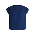 thumbnail image 5 of Time and Tru Women's Pintuck Blouse with Short Sleeves, Sizes XS-XXXL, 5 of 5