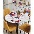 thumbnail image 4 of 4th of July Gnome Balloon on Farm Wood Fitted Round Tablecloths Elastic Edged Table Covers 45"-54",Freedom Blue and Red Grid Waterproof Dining Room Table Cloth for Kitchen Holiday Party Tables Decor, 4 of 6