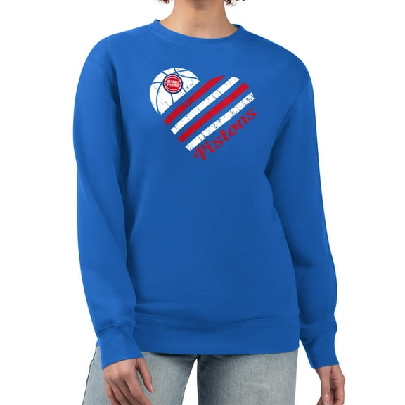 Women's G-III 4Her by Carl Banks  Royal Detroit Pistons Heart Graphic Fleece Pullover Sweatshirt