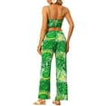 thumbnail image 3 of MODA NOVA Two Piece Outfit for Juniors Tropical Print Cami Crop Top Elastic Waist Wide Leg Pants Sets, 3 of 6