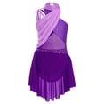 thumbnail image 1 of Oyolan Justaucorps-Robe Sans Manches à Col Licou pour Filles, Superposition en Maille, Dos à Bretelles, Ballet Lyrique, Tenue de Danse, Violet 6, 1 of 5