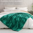 thumbnail image 3 of Exclusivo Mezcla Queen Size Soft Fleece Blanket, 90"x90" Stylish Jacquard Velvet Blanket for Bed, Cozy Soft Lightweight for All Season, Tie-dye Teal, 3 of 10