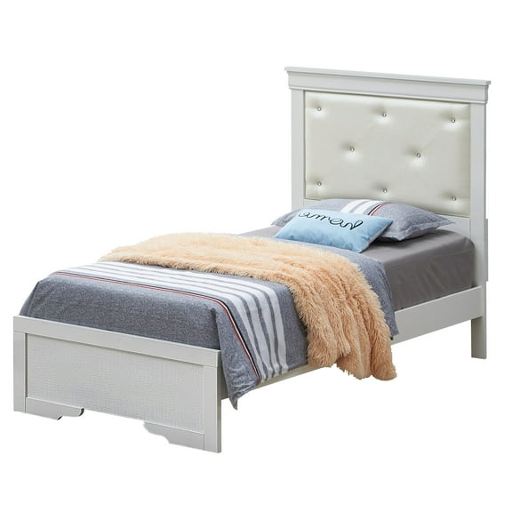Passion Furniture Lorana Silver Champagne Twin Panel Beds, PF-G6590B-TB2