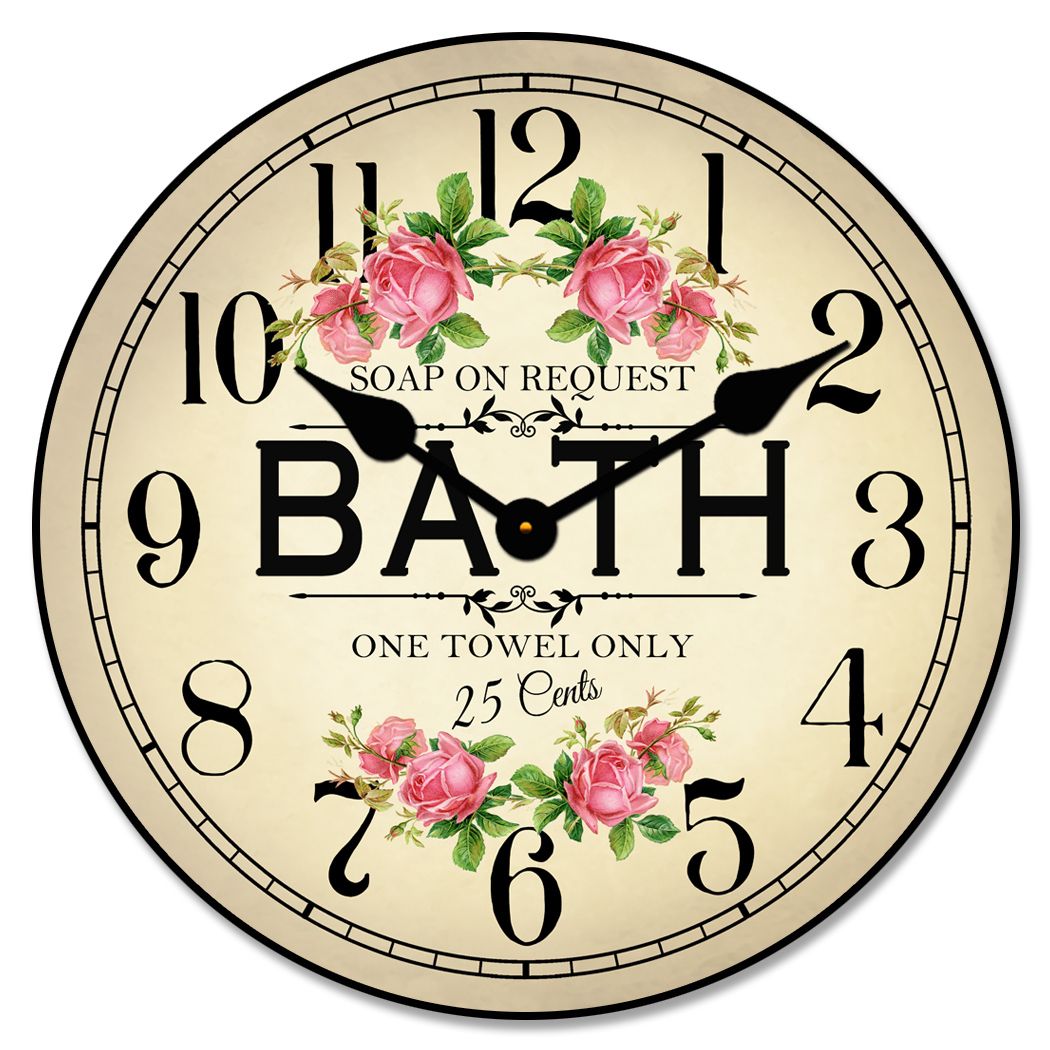 Antique Bath Sign Hanging Wall Clock Beautiful Crisp Lasting Color