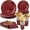 Brown, variant on Black Gold Themed Disposable Dinnerware Kit 168 Count, Disposable Plates, Napkins, Cups and Cutlery, Table Decor for Various Celebration Parties