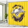thumbnail image 5 of Ambesonne Tattoo Theme Shower Curtain, Skull Wings Gothic Art, 69"Wx84"L, Yellow White and Black, 5 of 5