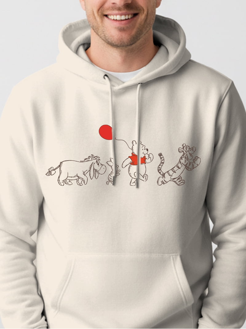 Winnie the Pooh Red Label グレー フード付きスウェット Winnie the Pooh Men's and Big Men's Graphic Hoodie, Sizes S-3XL