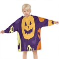 thumbnail image 3 of Purple Halloween Jack Lanterns Blanket Hoodies for Kids 6-13YR Oversize Wearable Blanket Hoodies for Boys Girls Teens, 3 of 7
