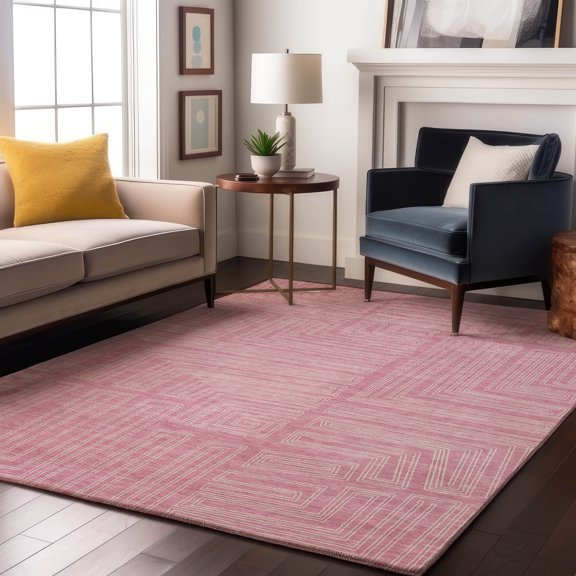 Addison Rugs Mayfield Premium Machine Washable Transitional Geometric Pink Rectangle Rug, 10' x 14'
